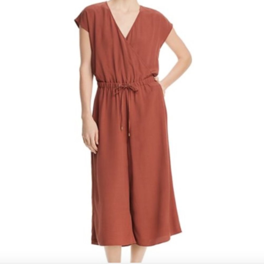 Eileen Fisher Wide Leg Jumpsuit Russet Orange Size L